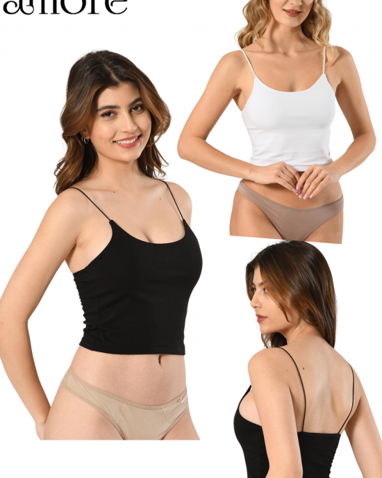 Nuitamore Siyah ve Beyaz İkili Set – İp Askılı Crop Top Astarlı Büstiyer Bluz Nuitamore Siyah ve Beyaz İkili Set – İp Askılı Crop Top Astarlı Büstiyer Bluz