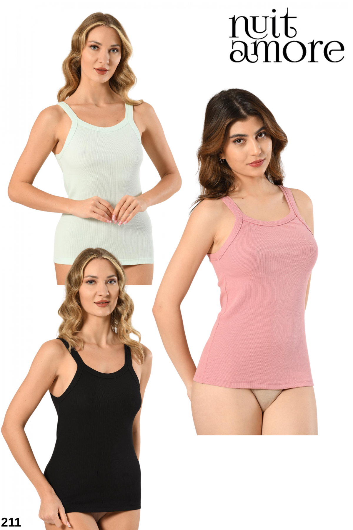 Nuitamore Kaşkorse Halter Yaka Atlet – 3’lü Set