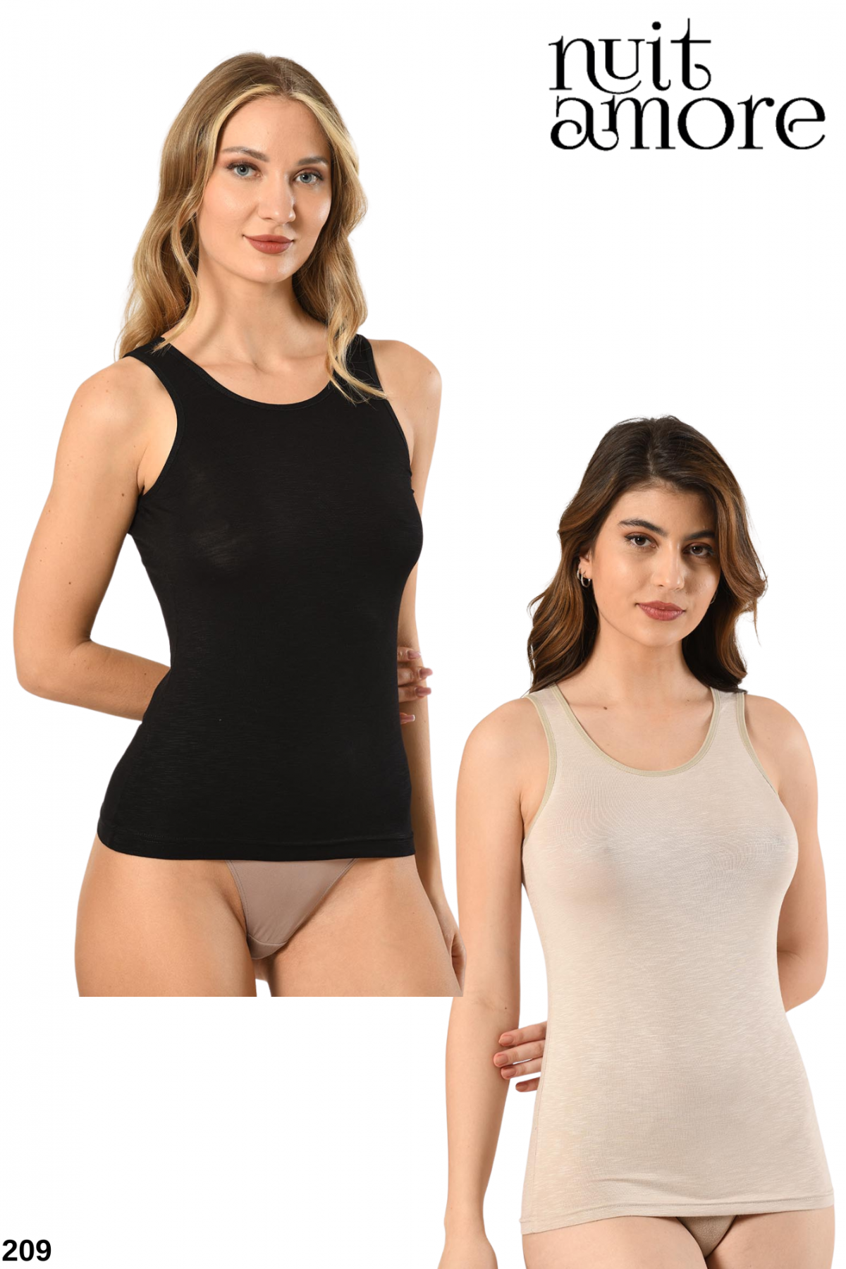 Nuitamore Fitilli Kumaş %100 Pamuklu Kadın Atlet – 2’li Set