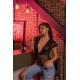Leather Spot Deri puantiyeli Tül Bodysuit