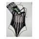 DREAMFULLY Deri ve Pul İşlemeli Şeritli Bodysuit.
