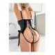 Dantel Detaylı Bağlamalı Transparan Kadın Bodysuit – Siyah & Kırmızı