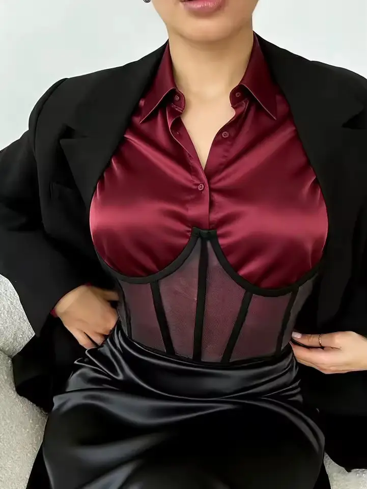 Bağcıklı Siyah Tül Korse Büstiyer